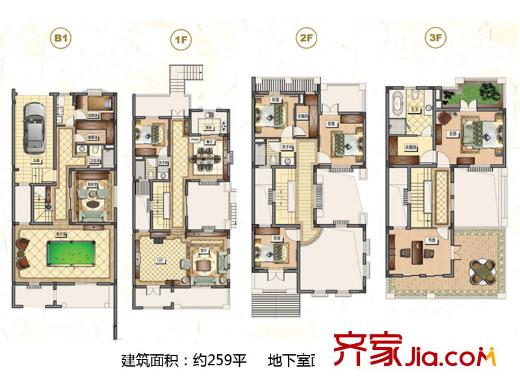 羅福宮別墅戶(hù)型A1戶(hù)型 9室3廳4衛(wèi)1廚