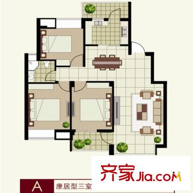 望山公館A戶型 3室2廳1衛(wèi)1廚