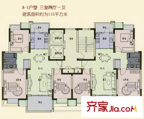 蘇建學(xué)府雅居A-1戶型 3室2廳1衛(wèi)1廚