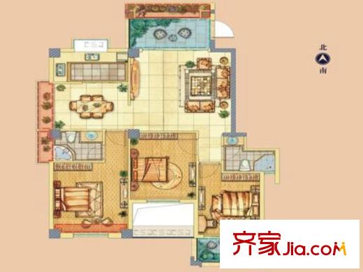 天晟匯成天下一期2#4#樓A戶型 3室2廳2衛(wèi)1廚