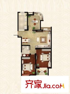 富都豪園8#9#樓H1戶型 3室2廳1衛(wèi)1廚