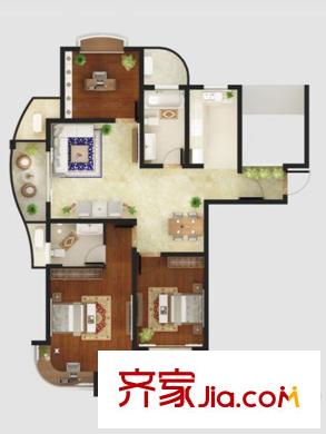 富都豪園D戶型 3室2廳2衛(wèi)1廚