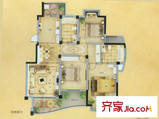 中交美廬城C2戶型 3室2廳2衛(wèi)1廚