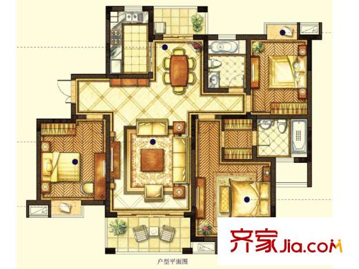 大唐金城二期3#樓D2戶型 3室2廳2衛(wèi)1廚