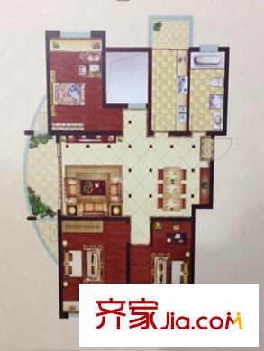 東方威尼斯一期14#樓K戶型 3室2廳1衛(wèi)1廚