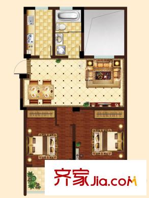 東方威尼斯E戶型 2室2廳1衛(wèi)1廚