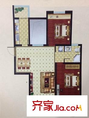 東方威尼斯一期14#樓M戶型 2室2廳1衛(wèi)1廚