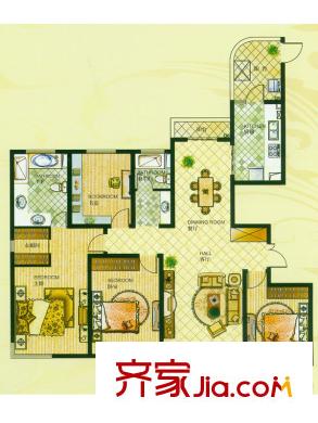江城逸品10#N-1戶型 4室2廳2衛(wèi)1廚