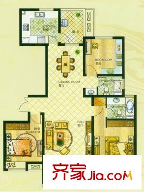 江城逸品6#L-2戶型 3室2廳2衛(wèi)1廚