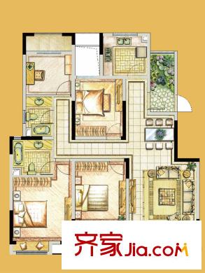 世茂公元A4戶型 4室2廳2衛(wèi)1廚
