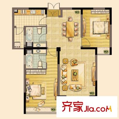 第九園A戶型 2室2廳2衛(wèi)1廚