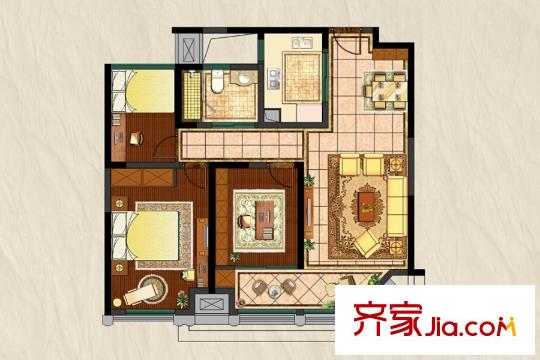 五洲御錦城7#A2戶型 3室2廳1衛(wèi)1廚