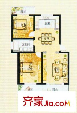 威格秀水庭花園洋房A套型 2室2廳1衛(wèi)1廚