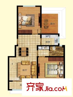天瑞綠洲多層洋房D6戶型 2室2廳1衛(wèi)1廚