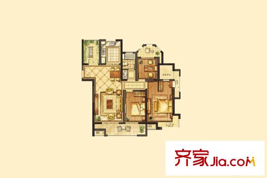 湖濱華庭8#、12#C1戶型 4室2廳1衛(wèi)1廚