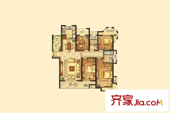 湖濱華庭11#B3戶型 4室2廳2衛(wèi)1廚