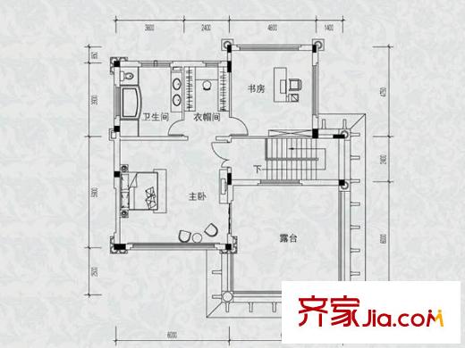 恒大海上威尼斯別墅獨(dú)棟A4-3Q三層平面圖 5室4廳4衛(wèi)