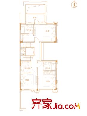 中海上林院1-3#、5-11#上囿戶型-二層 3室3衛(wèi)