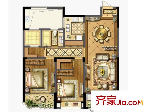 綠地新都會(huì)11#西單元、14#中間戶型A戶型 3室2廳1衛(wèi)1廚