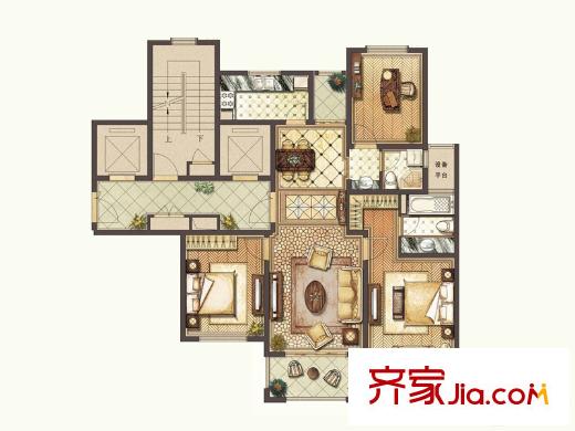 德誠翠湖灣1#、2#樓C戶型 3室2廳2衛(wèi)1廚
