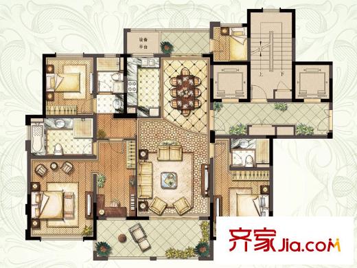 德誠翠湖灣3#、4#樓F戶型 4室2廳3衛(wèi)1廚