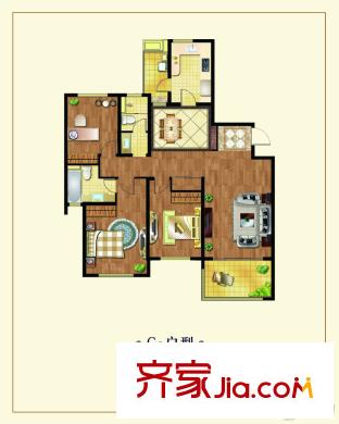 南通運杰龍馨園1#、3#中間戶朝南C2戶型 