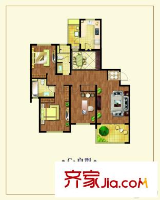南通運杰龍馨園2#中間戶朝南C3戶型 