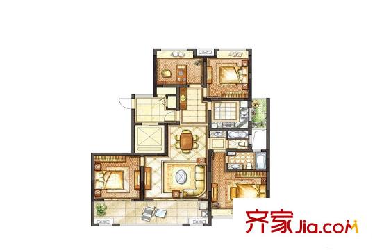 星源名苑3/4、5#樓B戶型 4室2廳2衛(wèi)1廚