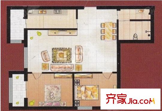 德海公寓高層標(biāo)準(zhǔn)層2室2廳1衛(wèi)1廚97.81平 2室2廳1衛(wèi)1廚