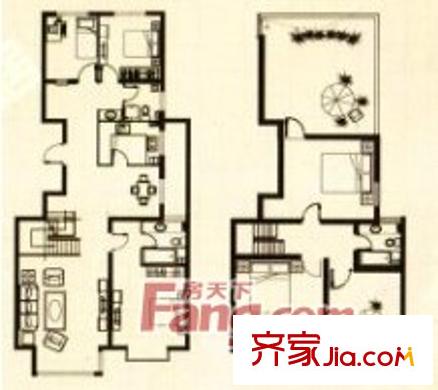 美術(shù)館二期標(biāo)準(zhǔn)層B戶型圖(復(fù)式)   5室3廳2衛(wèi)1廚