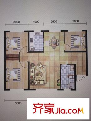 雅山郡D1戶型三室兩廳一衛(wèi)一廚99.44平 3室2廳1衛(wèi)1廚