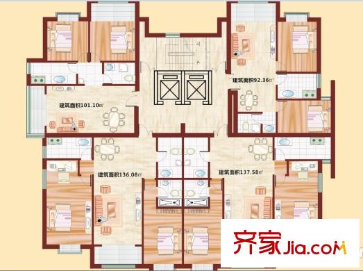 華凌公館10號樓2梯4戶戶型圖 