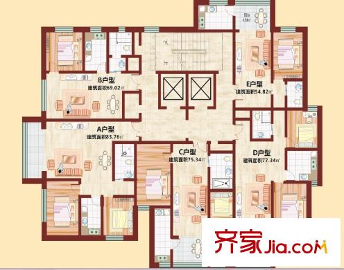 華凌公館13號樓2梯5戶戶型圖 