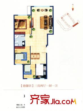 蘭庭書苑二期3室2廳1衛(wèi)1廚109平 3室2廳1衛(wèi)1廚