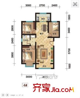 東方嘉苑戶型圖 2室2廳1衛(wèi)1廚