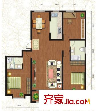 桃源九點(diǎn)陽(yáng)光標(biāo)準(zhǔn)層一梯兩戶G7戶型圖  3室2廳2衛(wèi)1廚
