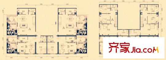 果嶺新天地160平方米戶型圖 3室2廳2衛(wèi)1廚