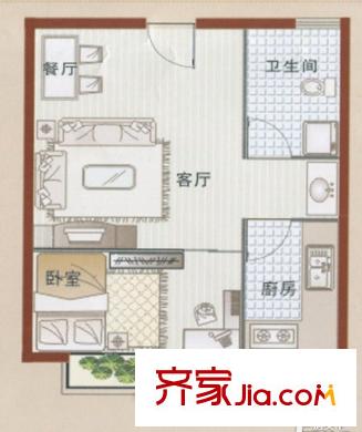 博洋尚品A3戶型1室1廳1衛(wèi)1廚41.16平 1室1廳1衛(wèi)1廚