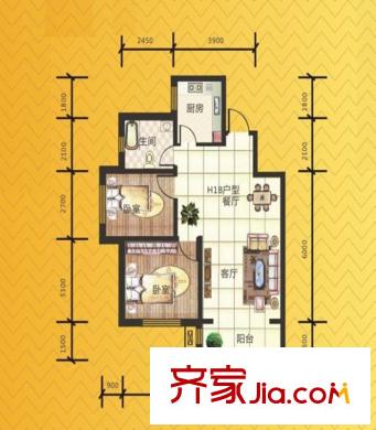 盈科梧桐山畔戶型圖 82.01平方米 2室2廳1衛(wèi)1廚