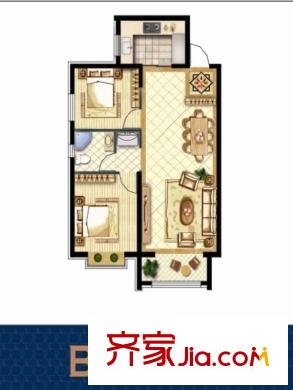 秀城二代宅B2戶(hù)型兩室兩廳一衛(wèi)一廚90.75平 2室2廳1衛(wèi)1廚