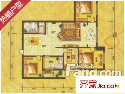 白玉華庭D戶型圖 4室2廳1衛(wèi)1廚