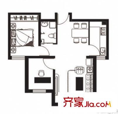 弘域?欣源兩室兩廳一廚一衛(wèi)65.61平 2室2廳1衛(wèi)1廚