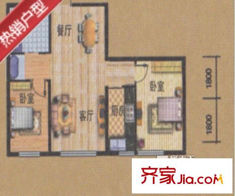 魯班摩卡空間D戶型2室2廳1衛(wèi)1廚67.69平 2室2廳1衛(wèi)1廚