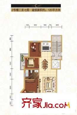 馨河灣A戶型 三室一廳一廚一衛(wèi)97平方米 3室1廳1衛(wèi)1廚