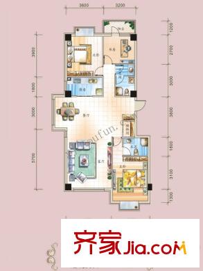 錦鯉公館138.25平米戶型圖 3室2廳2衛(wèi)1廚