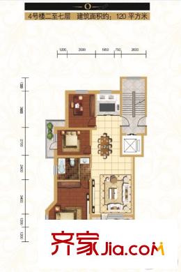 馨河灣O戶型 三房兩廳一廚一衛(wèi)120平方米 3室2廳1衛(wèi)1廚