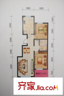 幸?？臻g兩室兩廳一衛(wèi)一廚86.11平方米 2室2廳1衛(wèi)1廚