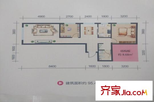 幸福空間兩室兩廳一廚一衛(wèi)95.45平方米 2室2廳1衛(wèi)