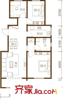 云嶺青城3室2廳1衛(wèi)99.76平 3室2廳1衛(wèi)1廚
