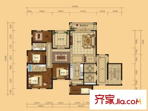七一陽光新城A1平方米戶型5室2廳2衛(wèi)1廚177.77平 5室2廳2衛(wèi)1廚